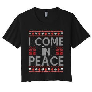 I Come In Peace IM Peace Matching Ugly Christmas Gift Women's Crop Top Tee