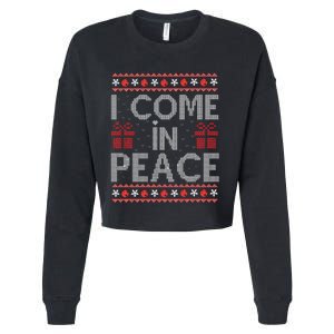 I Come In Peace IM Peace Matching Ugly Christmas Gift Cropped Pullover Crew