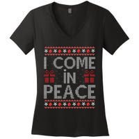 I Come In Peace IM Peace Matching Ugly Christmas Gift Women's V-Neck T-Shirt