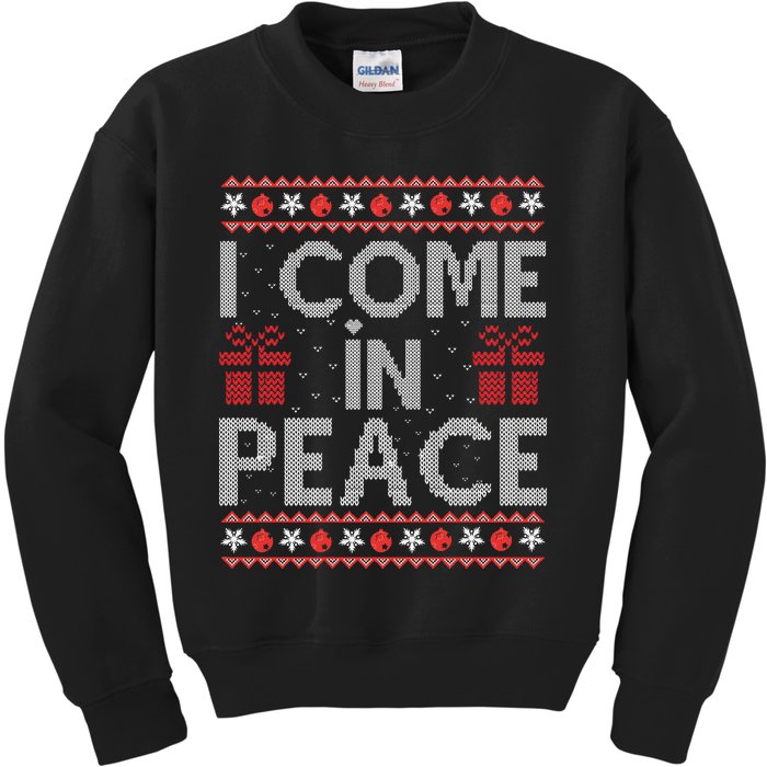 I Come In Peace IM Peace Matching Ugly Christmas Gift Kids Sweatshirt