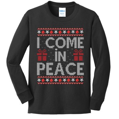 I Come In Peace IM Peace Matching Ugly Christmas Gift Kids Long Sleeve Shirt