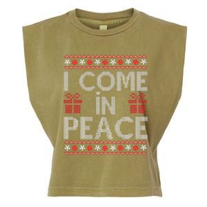 I Come In Peace IM Peace Matching Ugly Christmas Gift Garment-Dyed Women's Muscle Tee