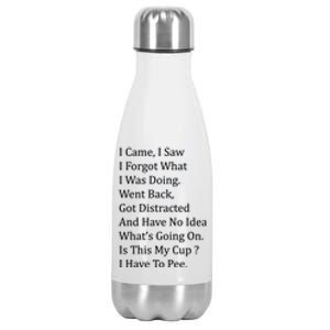 I Came I Saw I Forgot What I Was Doing I Have To Pee Funny Stainless Steel Insulated Water Bottle