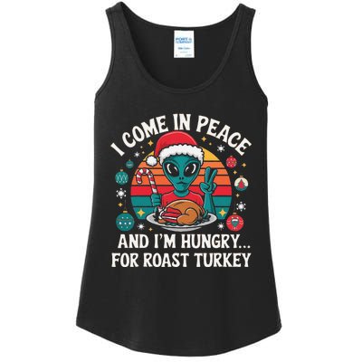 I Come In Peace And IM Hungry Turkey Alien In Christmas Ladies Essential Tank