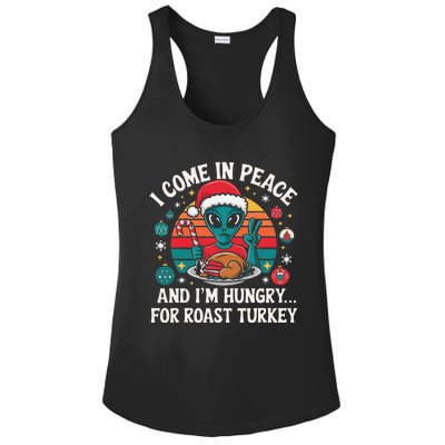 I Come In Peace And IM Hungry Turkey Alien In Christmas Ladies PosiCharge Competitor Racerback Tank