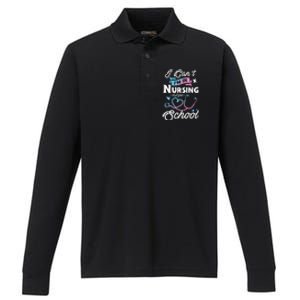 I Cant Im In Nursing School Funny Gift Design Idea Design Cool Gift Performance Long Sleeve Polo