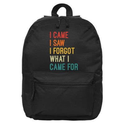 I Came I Saw I Forgot What I Came For Funny Sarcastic Quote 16 in Basic Backpack
