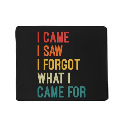I Came I Saw I Forgot What I Came For Funny Sarcastic Quote Mousepad