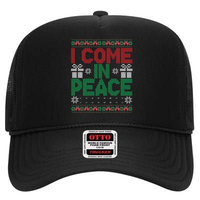 I Come In Peace IM Peace Matching Ugly Christmas Sweater Gift High Crown Mesh Back Trucker Hat