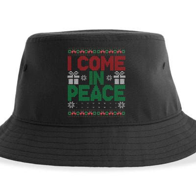 I Come In Peace IM Peace Matching Ugly Christmas Sweater Gift Sustainable Bucket Hat