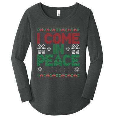 I Come In Peace IM Peace Matching Ugly Christmas Sweater Gift Women's Perfect Tri Tunic Long Sleeve Shirt