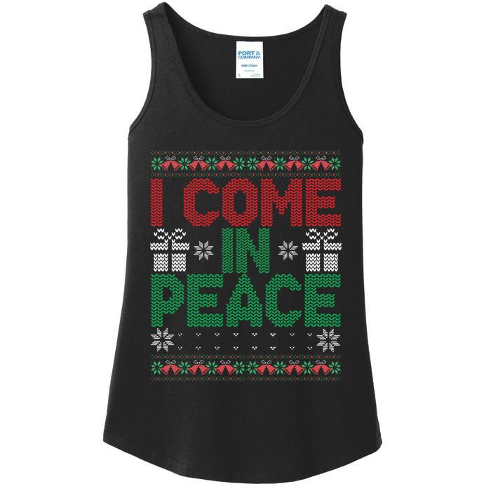 I Come In Peace IM Peace Matching Ugly Christmas Sweater Gift Ladies Essential Tank