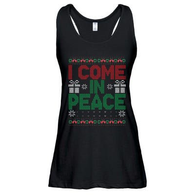 I Come In Peace IM Peace Matching Ugly Christmas Sweater Gift Ladies Essential Flowy Tank