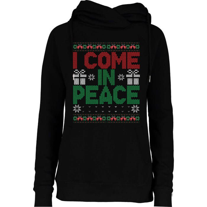 I Come In Peace IM Peace Matching Ugly Christmas Sweater Gift Womens Funnel Neck Pullover Hood