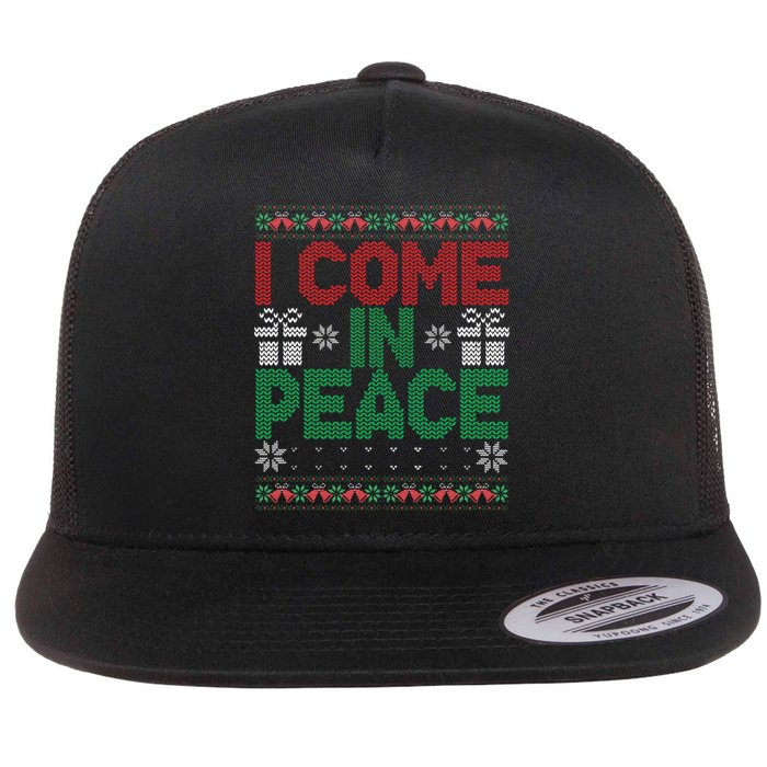 I Come In Peace IM Peace Matching Ugly Christmas Sweater Gift Flat Bill Trucker Hat