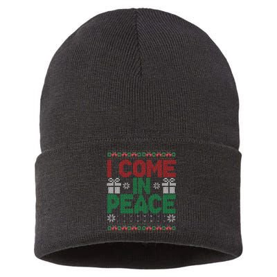 I Come In Peace IM Peace Matching Ugly Christmas Sweater Gift Sustainable Knit Beanie