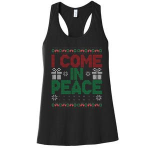 I Come In Peace IM Peace Matching Ugly Christmas Sweater Gift Women's Racerback Tank