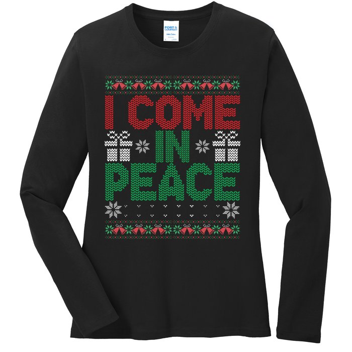 I Come In Peace IM Peace Matching Ugly Christmas Sweater Gift Ladies Long Sleeve Shirt