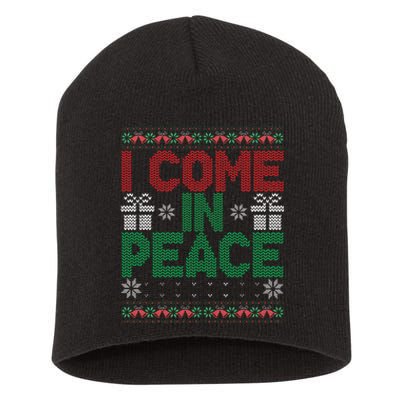 I Come In Peace IM Peace Matching Ugly Christmas Sweater Gift Short Acrylic Beanie