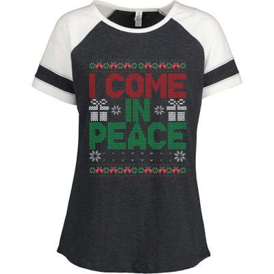 I Come In Peace IM Peace Matching Ugly Christmas Sweater Gift Enza Ladies Jersey Colorblock Tee