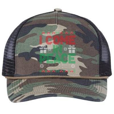 I Come In Peace IM Peace Matching Ugly Christmas Sweater Gift Retro Rope Trucker Hat Cap