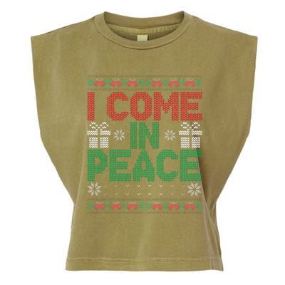 I Come In Peace IM Peace Matching Ugly Christmas Sweater Gift Garment-Dyed Women's Muscle Tee