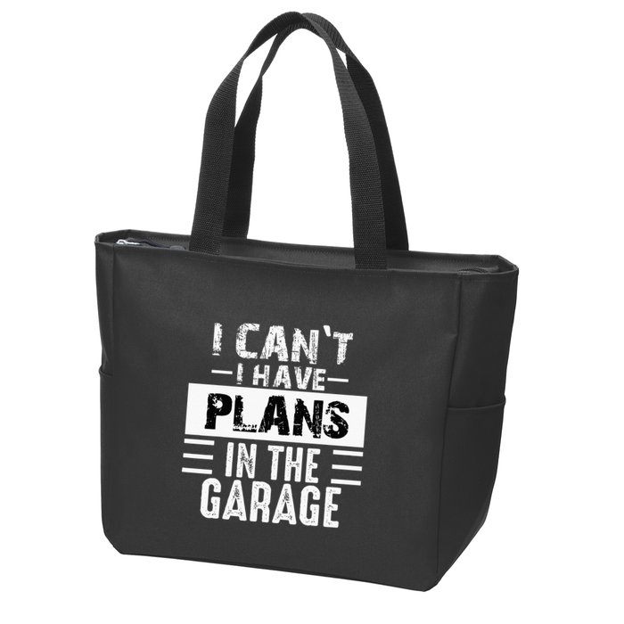 I Cant I Have Plans In The Garage Funny Retro Car Mechanic Zip Tote Bag