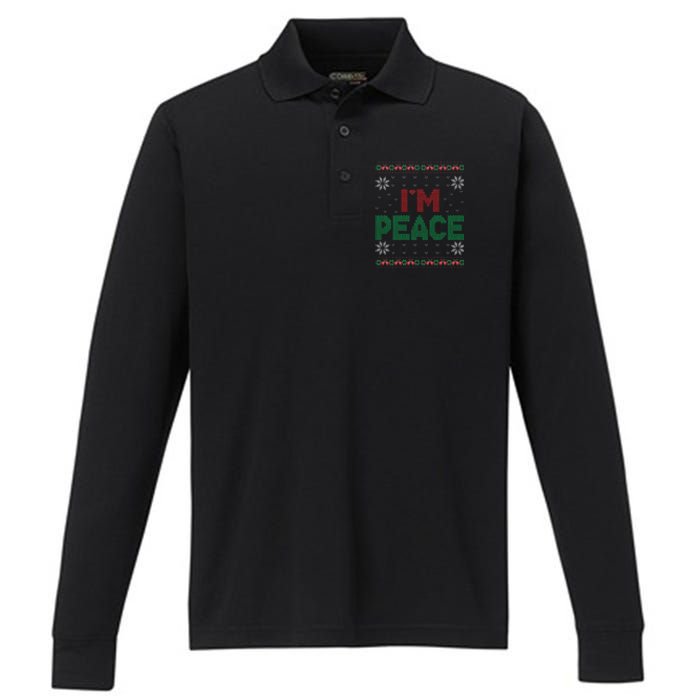 I Come In Peace IM Peace Matching Ugly Christmas Gift Performance Long Sleeve Polo