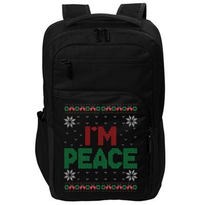 I Come In Peace IM Peace Matching Ugly Christmas Gift Impact Tech Backpack