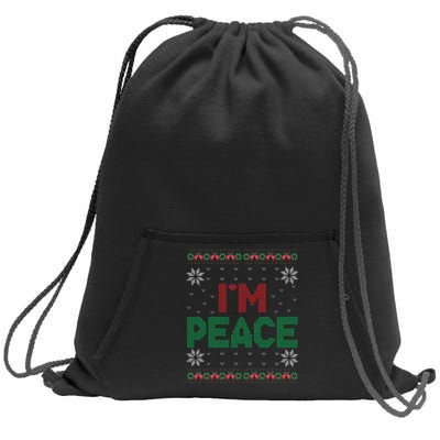 I Come In Peace IM Peace Matching Ugly Christmas Gift Sweatshirt Cinch Pack Bag