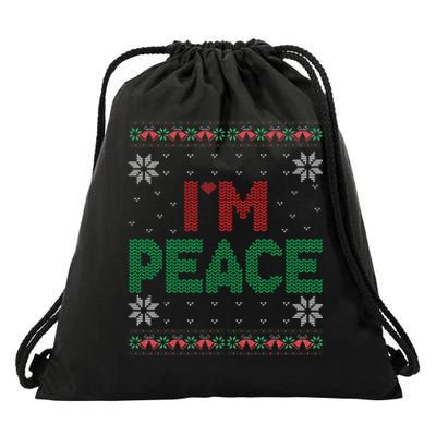 I Come In Peace IM Peace Matching Ugly Christmas Gift Drawstring Bag