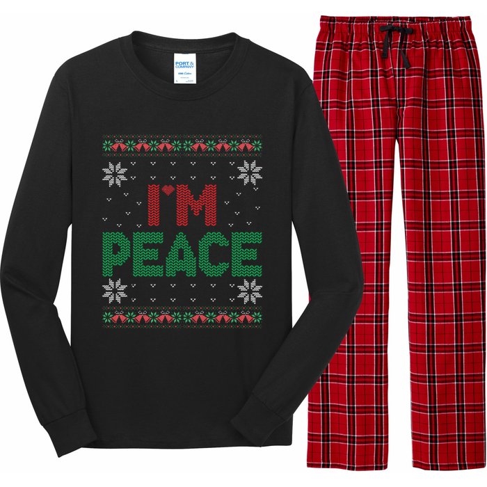 I Come In Peace IM Peace Matching Ugly Christmas Gift Long Sleeve Pajama Set