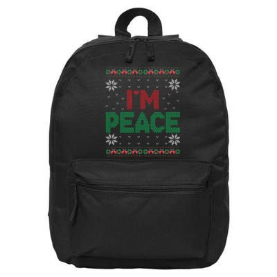 I Come In Peace IM Peace Matching Ugly Christmas Gift 16 in Basic Backpack