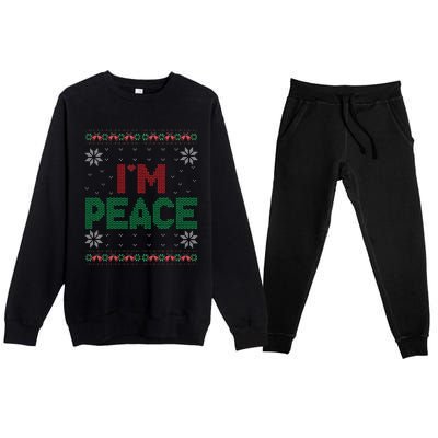 I Come In Peace IM Peace Matching Ugly Christmas Gift Premium Crewneck Sweatsuit Set