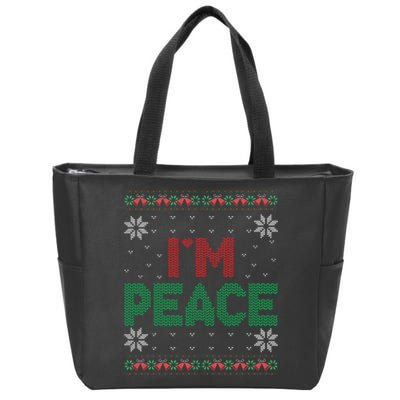 I Come In Peace IM Peace Matching Ugly Christmas Gift Zip Tote Bag