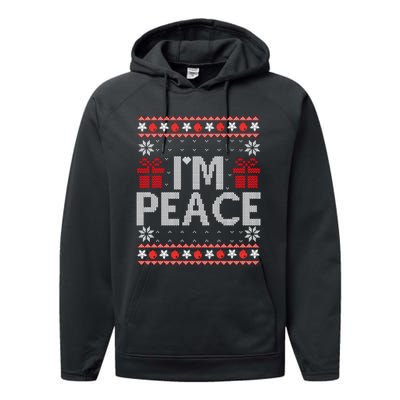 I Come In Peace IM Peace Matching Ugly Christmas Sweater Sweatshirt Performance Fleece Hoodie