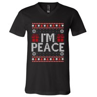 I Come In Peace IM Peace Matching Ugly Christmas Sweater Sweatshirt V-Neck T-Shirt