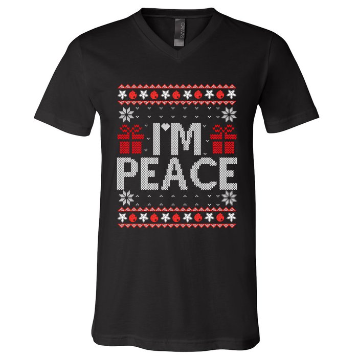 I Come In Peace IM Peace Matching Ugly Christmas Sweater Sweatshirt V-Neck T-Shirt