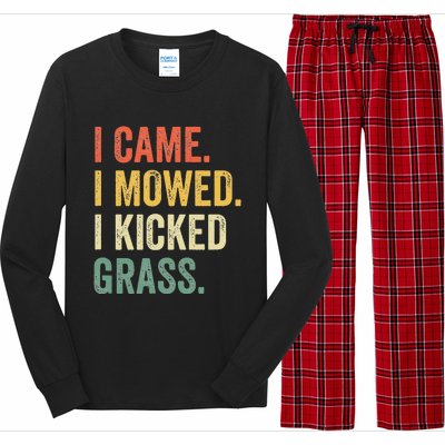 I Came I Mowed I Kicked Grass Funny Lawn Mowing Gardener Long Sleeve Pajama Set