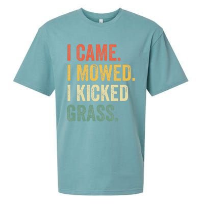 I Came I Mowed I Kicked Grass Funny Lawn Mowing Gardener Sueded Cloud Jersey T-Shirt