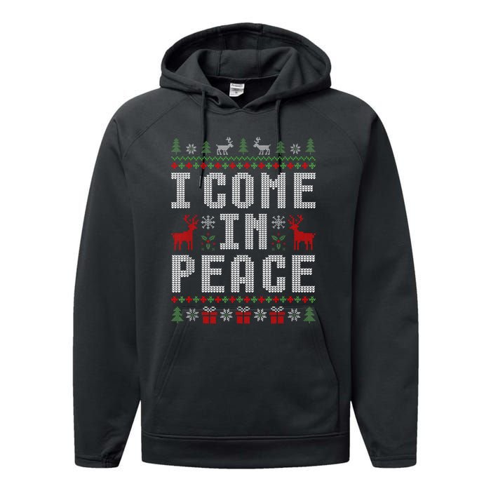 I Come In Peace IM Peace Matching Couple Christmas Pajamas Performance Fleece Hoodie