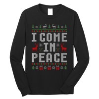 I Come In Peace IM Peace Matching Couple Christmas Pajamas Long Sleeve Shirt