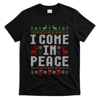 I Come In Peace IM Peace Matching Couple Christmas Pajamas T-Shirt