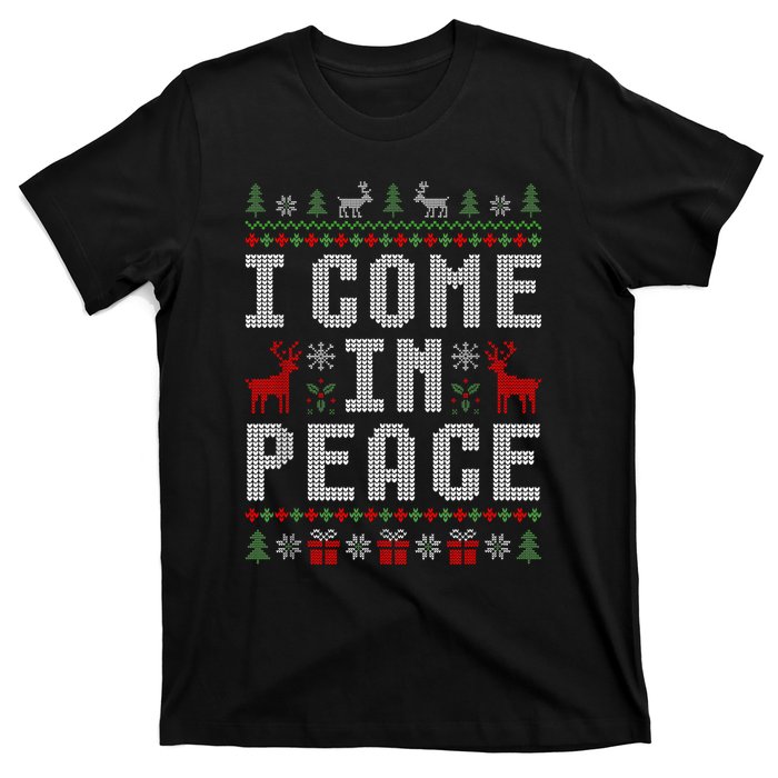 I Come In Peace IM Peace Matching Couple Christmas Pajamas T-Shirt