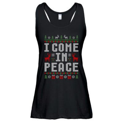I Come In Peace IM Peace Matching Couple Christmas Pajamas Ladies Essential Flowy Tank