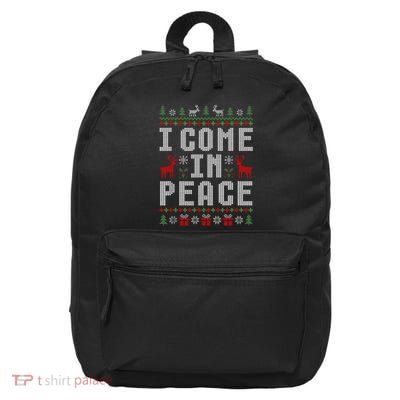 I Come In Peace IM Peace Matching Couple Christmas Pajamas 16 in Basic Backpack