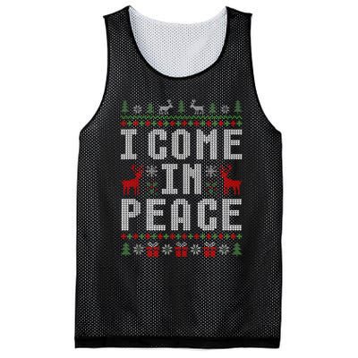 I Come In Peace IM Peace Matching Couple Christmas Pajamas Mesh Reversible Basketball Jersey Tank