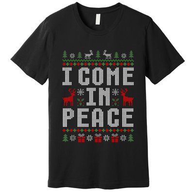 I Come In Peace IM Peace Matching Couple Christmas Pajamas Premium T-Shirt