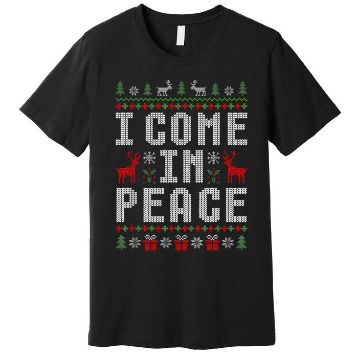 I Come In Peace IM Peace Matching Couple Christmas Pajamas Premium T-Shirt