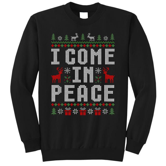 I Come In Peace IM Peace Matching Couple Christmas Pajamas Tall Sweatshirt